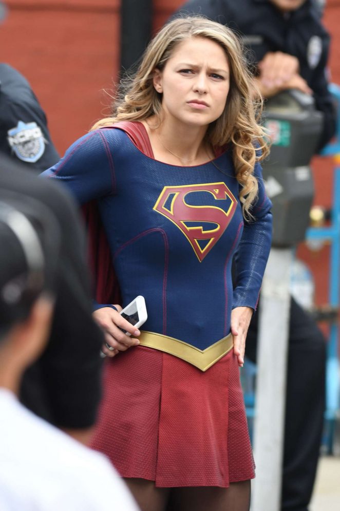 Melissa Benoist - On the set of 'Supergirl' in New Westminster